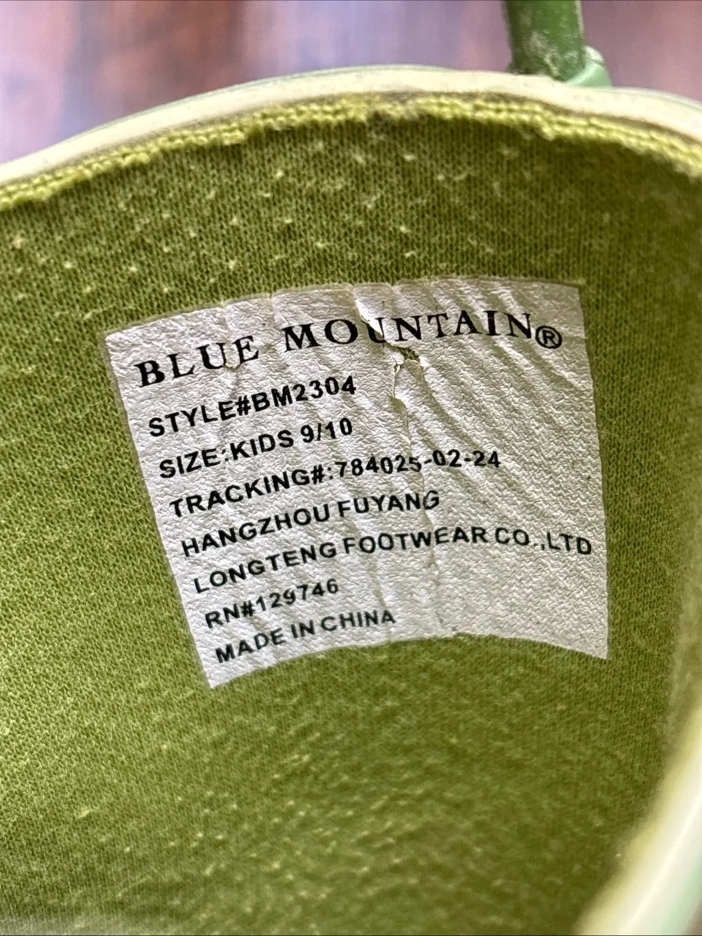 Blue mountain dinosaur print rain boots child size 9/10